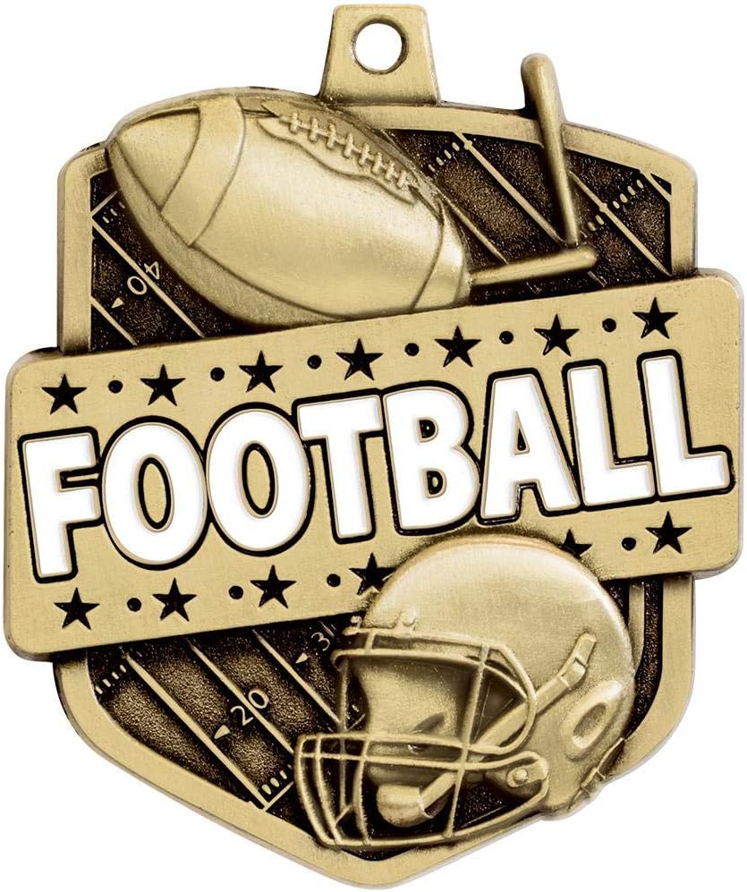 Your Personalized League Football Awards, 2.25' Gold Admiral Football Medals, Gold Football Medal with Free Custom Engraving