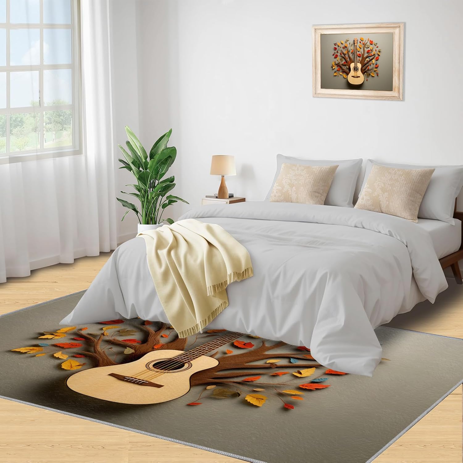 Guitar Rugs for Music Room - Boys Musical Rug, 6x8 Rug, Music Washable Rugs for Living Room Bedroom, 3D Floral Area Rug, Rock and Roll Carpet - Home Decor, Electric Guitars Gifts for Men