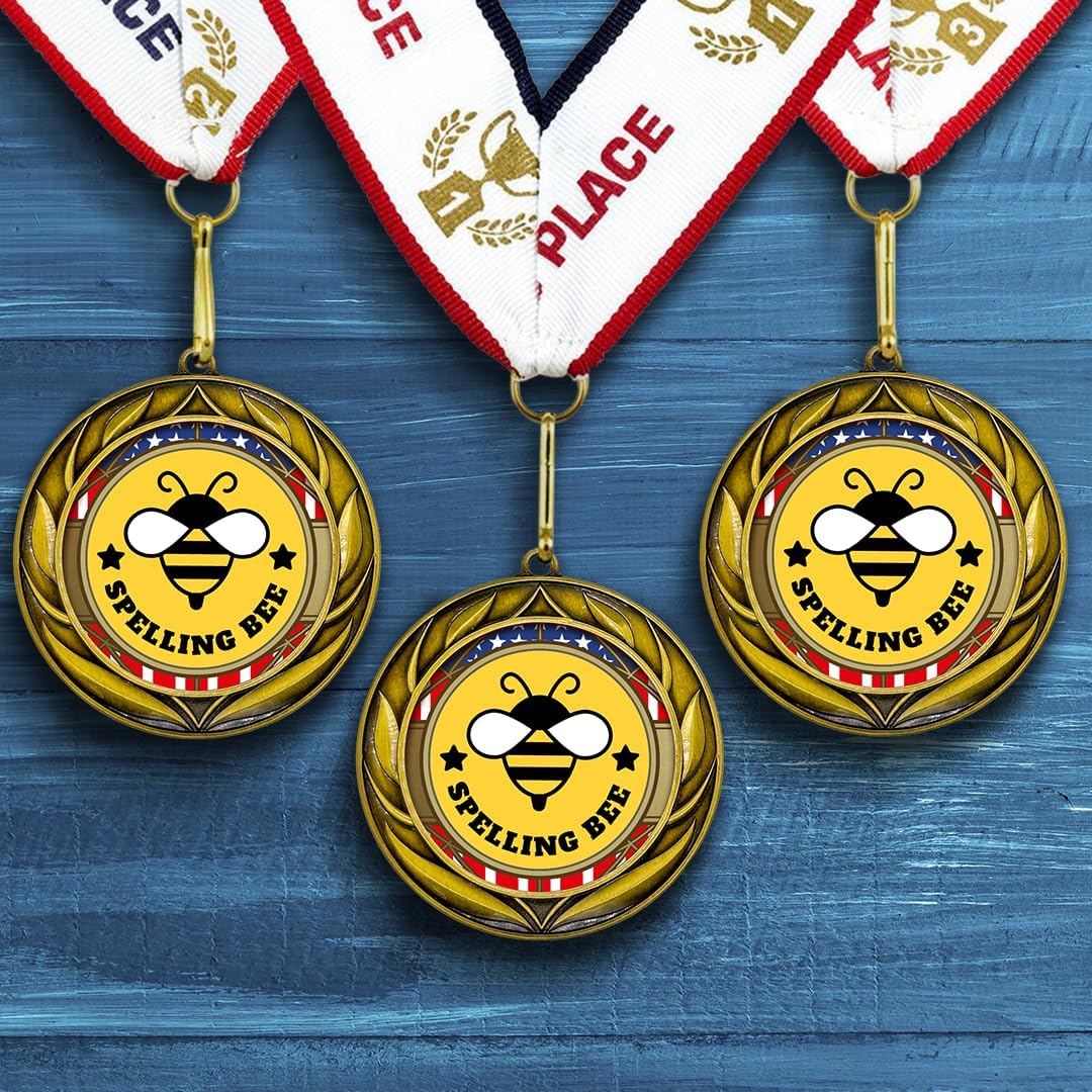 All Quality Wreath Design Spelling Bee Medal | Competition Metal Medal - 1st, 2nd, 3rd Place