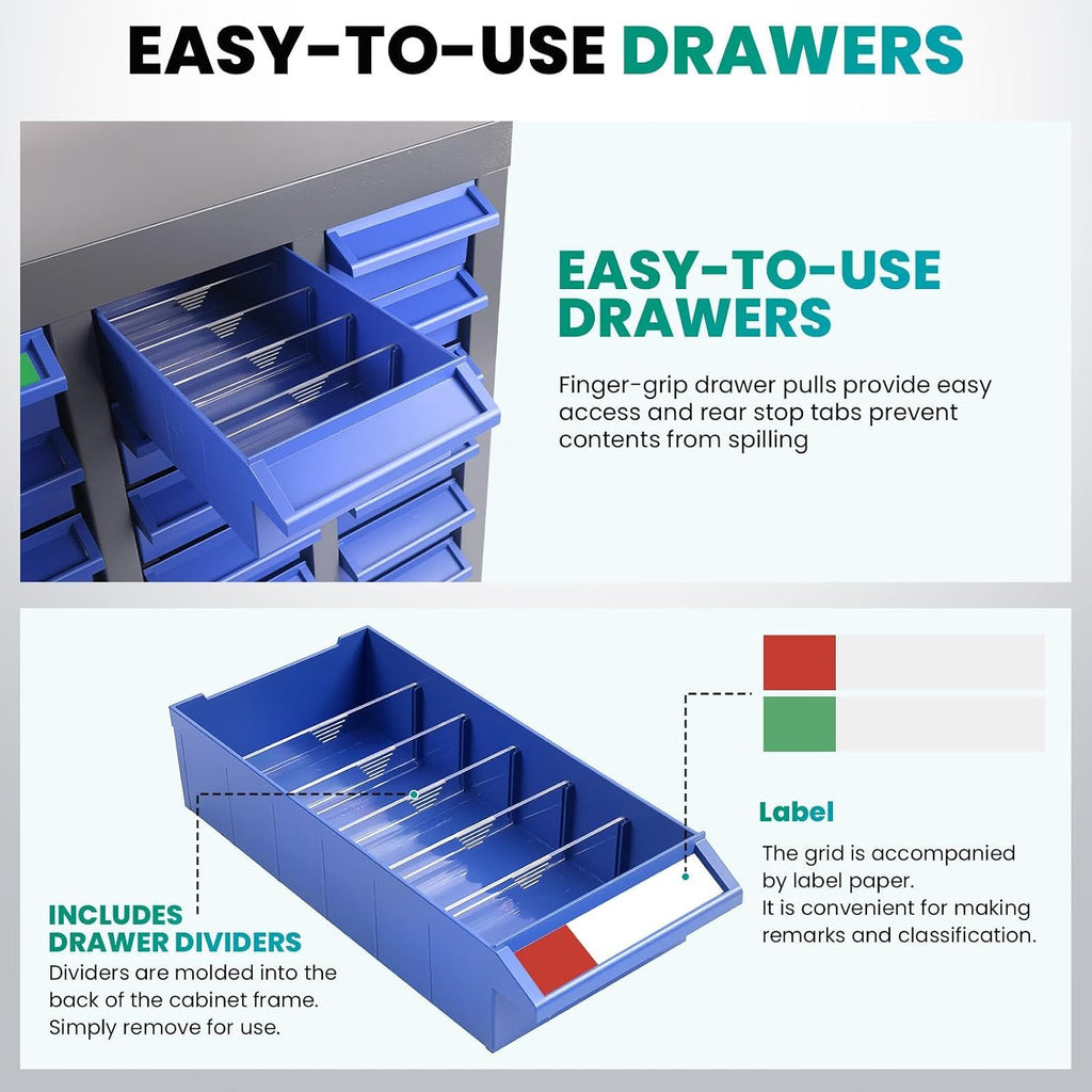 100-Drawer Nut and Bolt Organizer, Small Parts Organizer with Alloy Steel Frame & ABS Drawers, Bolt Bin for Garage, Teacher Toolboxes, Makeup & Workshop, Tool Hardware Storage (100-grid drawer)