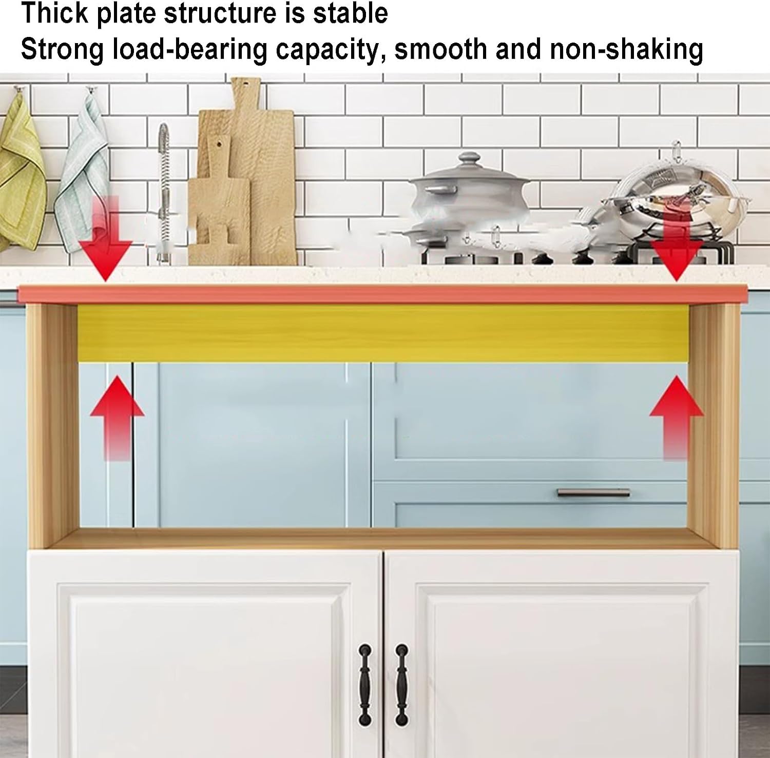 Kitchen Organizer Shelf, Heavy Duty Oven Stand Free Standing Kitchen Storage Shelf Rack Kitchen Baker's Rack with Storage (White 70x40x80cm)