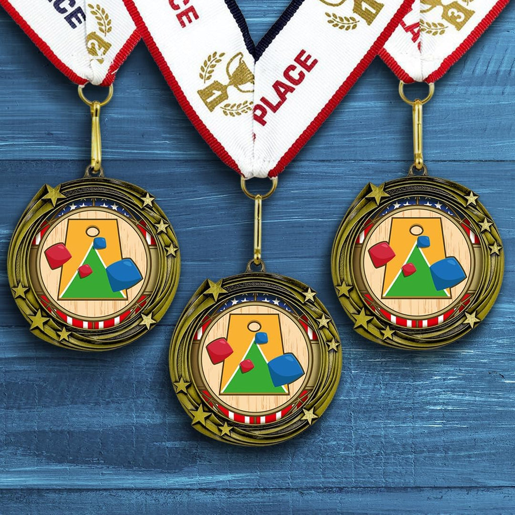 All Quality Stars Design Cornhole Medal | Competition Metal Medal - 1st, 2nd, 3rd Place