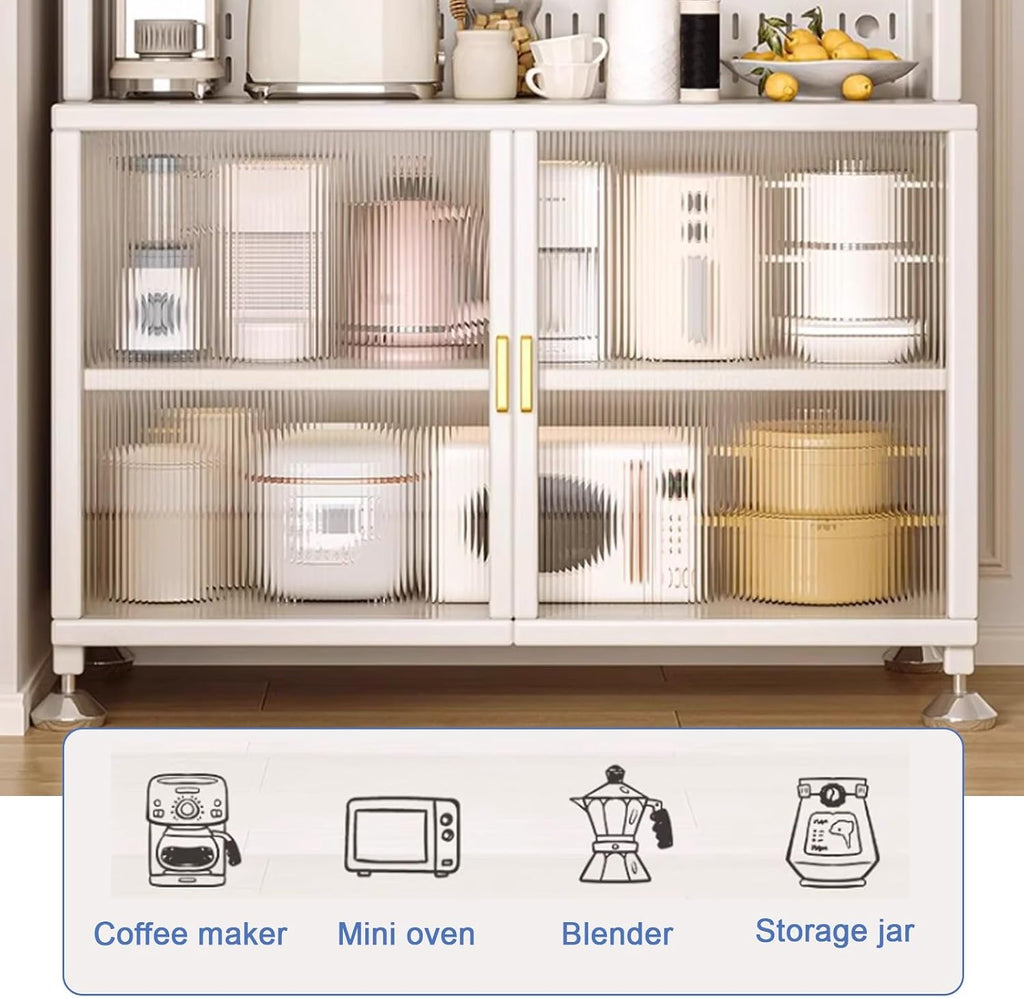 Kitchen Hutch Storage Cabinet, 5 Tier Bakers Rack, Microwave Hutch Cabinet with Storage for Coffee Machine & Bread Machine