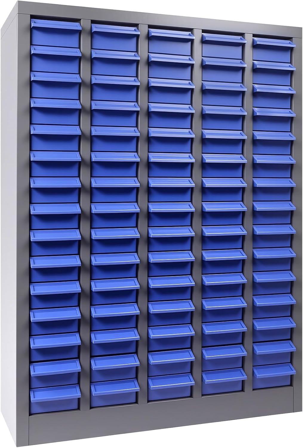 75 Drawer Parts Cabinet, ABS Material Nut and Bolt Organizer, Bolt Bins Organizer for Shop with Shelf and Label, Bolt Bins for Storing Sample, Metals and Electronic Element, Blue