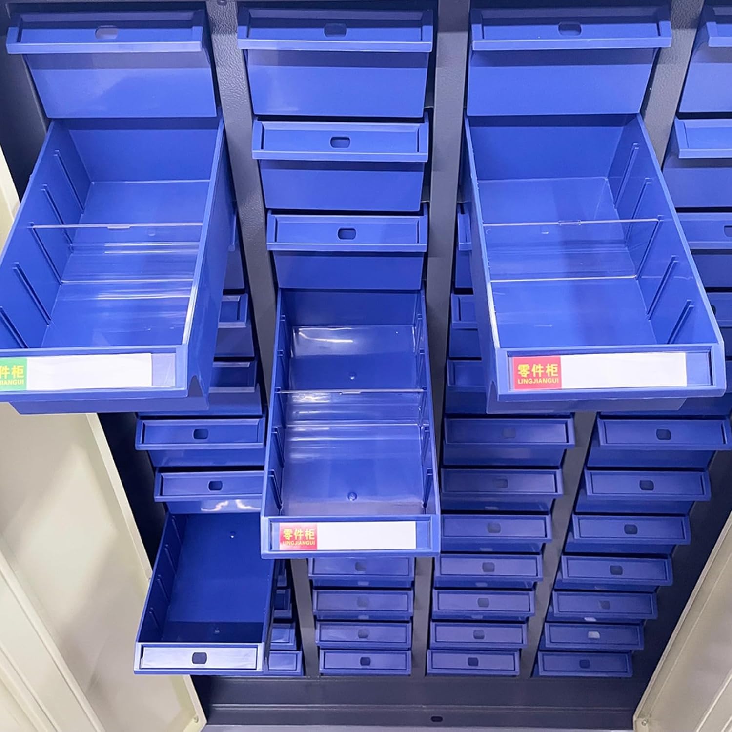 Parts Cabinet 48 Drawers, Plastic Bolt and Nut Tool Storage Cabinet, Hardware Organizer Box with Door for Storing Sample