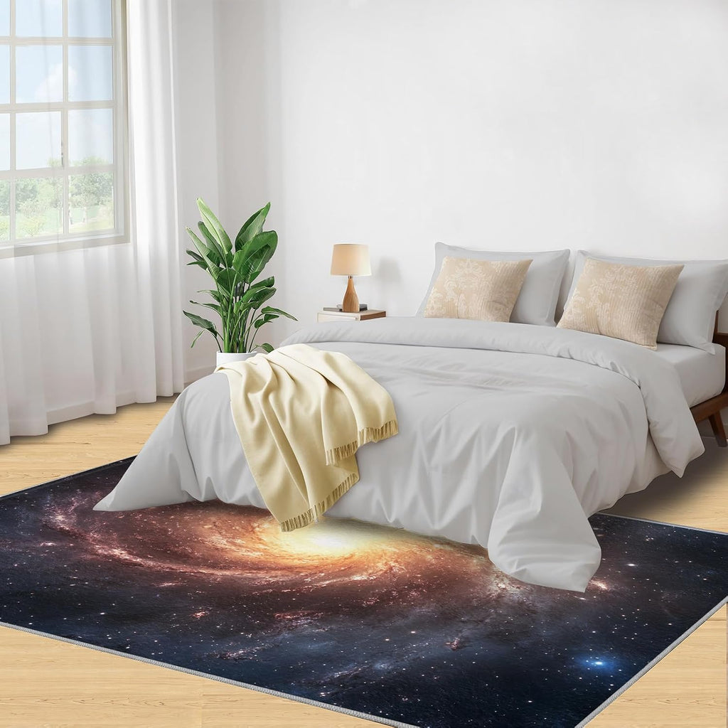 Universe Planet Rug - 6x8 Rug, Galaxy Starry Area Rugs for Bedroom, Nebula Rugs for Living Room, Boys Washable Carpet, Universe Home Decor & Gifts
