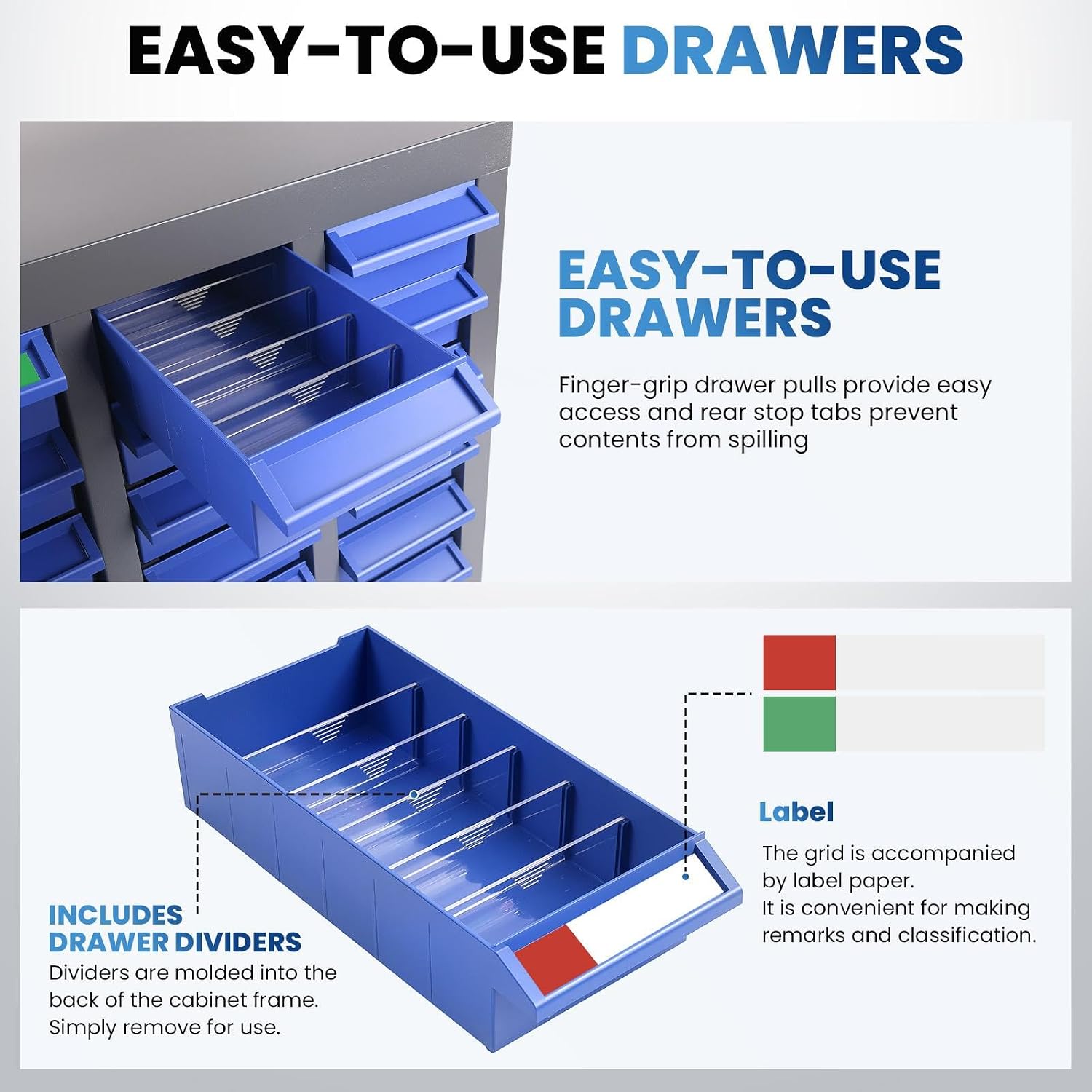 Bolt and Nut Organizer 46x25.8x8.66 in, 100-Drawer Heavy-Duty Parts Storage Cabinet, Opaque ABS Plastic Industrial Organizer with Labels for Garage Workshop Toolbox