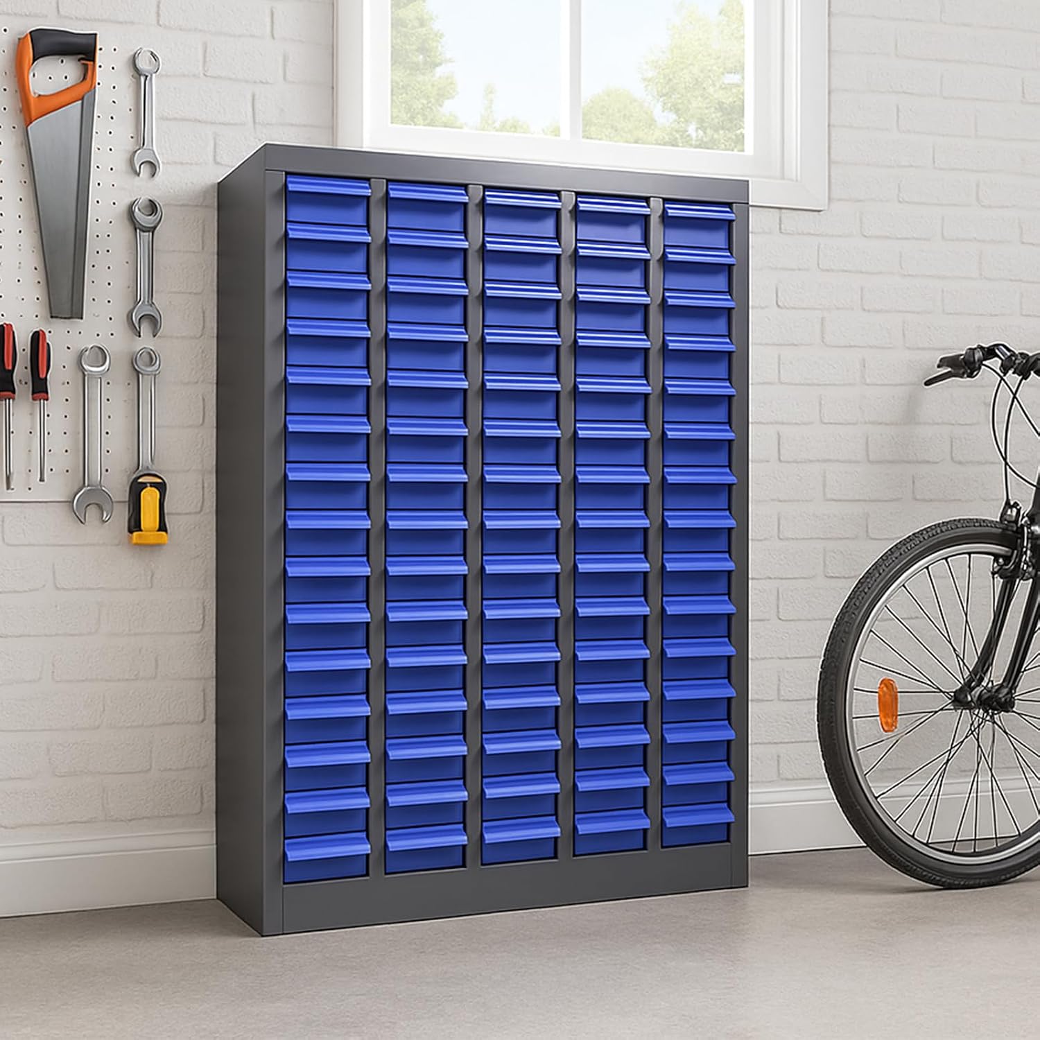 75-Drawer Bolt Bin, Small Parts Organizer, Nut and Bolt Organizer, Metal Storage Cabinet for Garage, Workshop, Home & Office, Tool Cabinet with Drawer