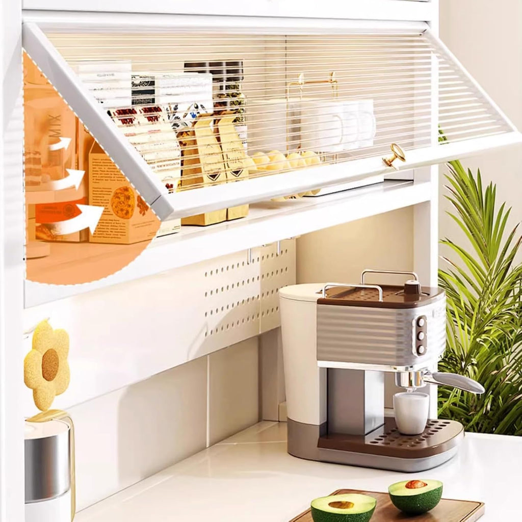 6 Tier Bakers Racks with Storage for Kitchens, Kitchen Pantry Hutch with Countertop, for Garage Pantry Home Kitchen(80cm)