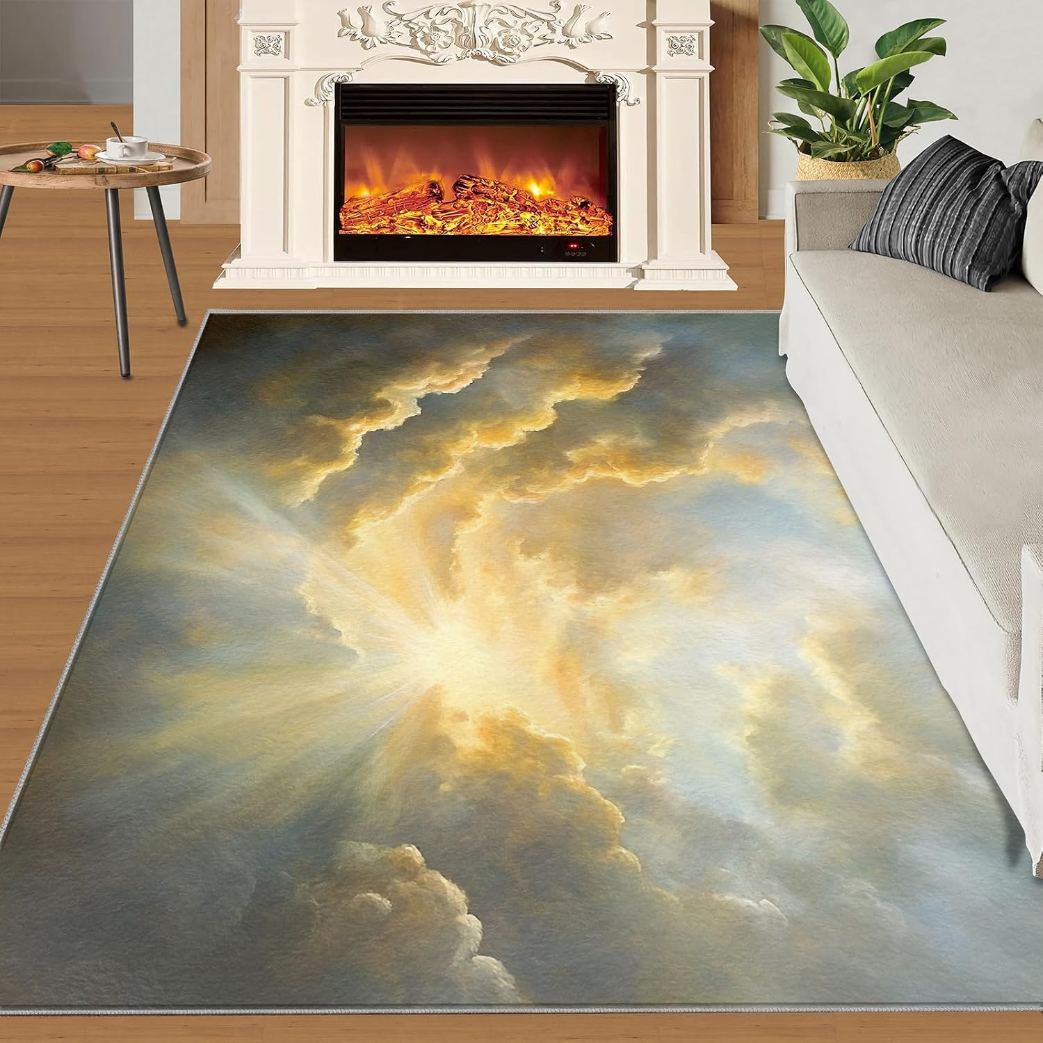 White Cloud Rug 6x8-6x8 Rug, Clouds Washable Rugs for Living Room, Kids Carpet, Fantasy Non-Slip Area Rugs for Bedroom, Clouds Carpet, Cloud Home Decor