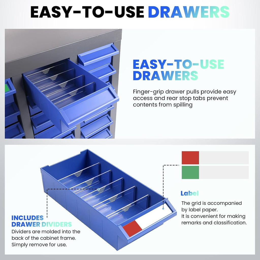 100 Drawers Versatile Parts Cabinet, Professional Nut and Bolt Organizer with Bolt Bins Storage System, Essential Hardware Organizer for Workshop, Garage & Home Studio