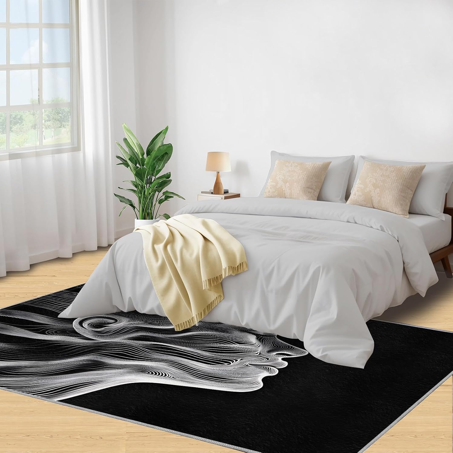 6x8 Abstract Woman Classroom Rugs - Line Art Playroom Rug, Minimalism Carpet Area Rug for Girls Bedroom Kids Room Basement Office Classroom