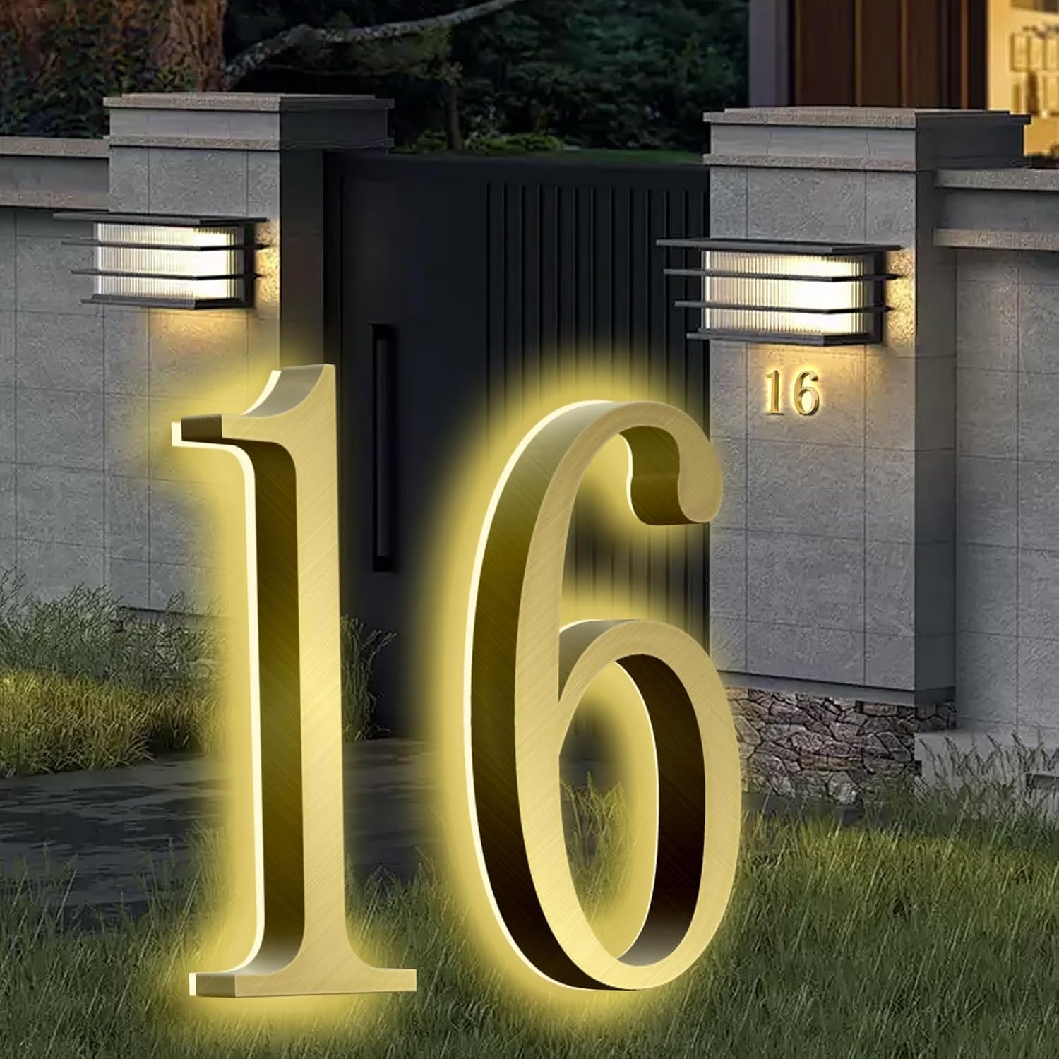Modern Illuminated House Numbers, Backlit LED Home Address Numbers For Outside, Large Lighted House Numbers.