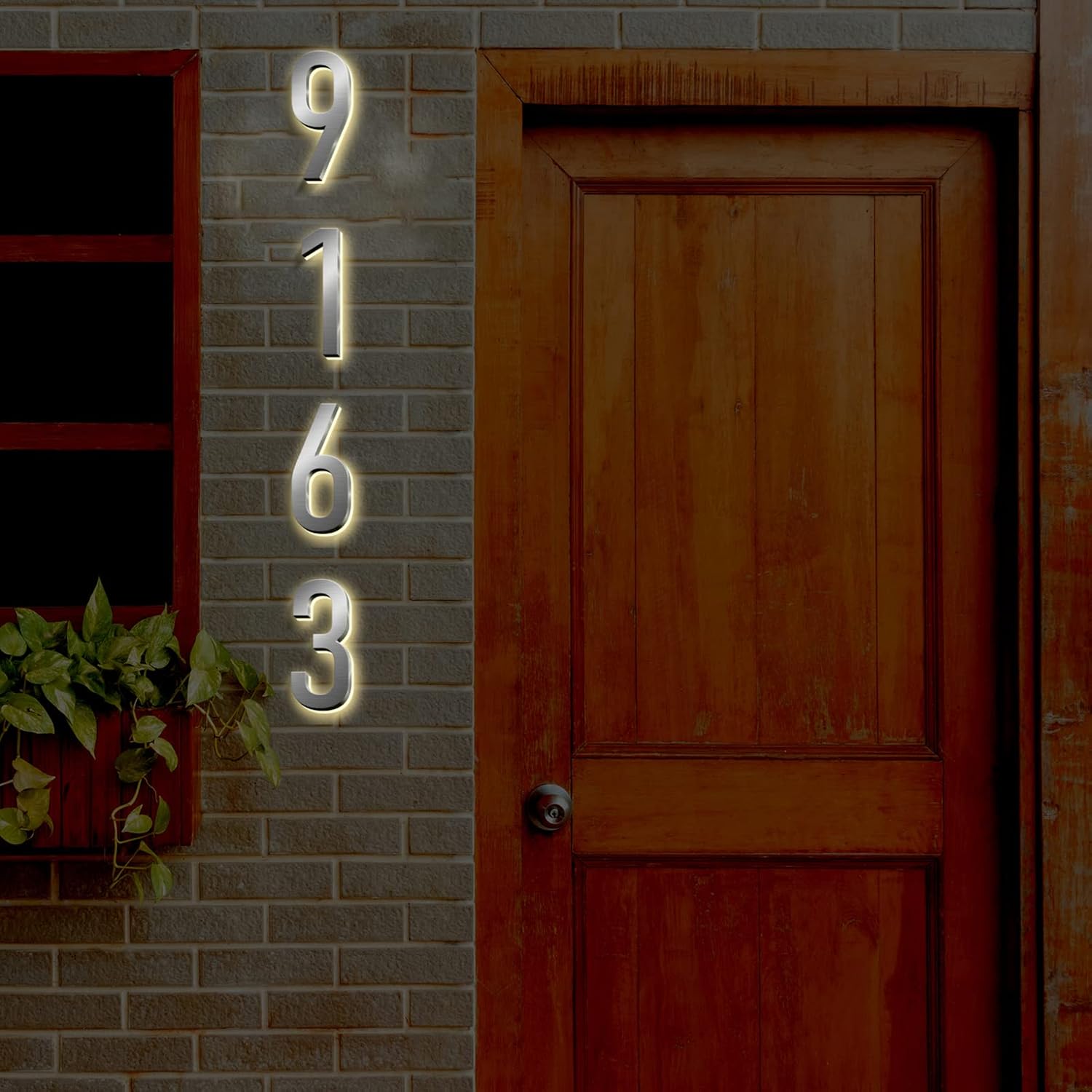 Backlit Illuminated LED Home Address Plaque For Outside 40CM Illuminated House Numbers Plaque Lighted Address Sign Plaque For House Wall Gate,Q