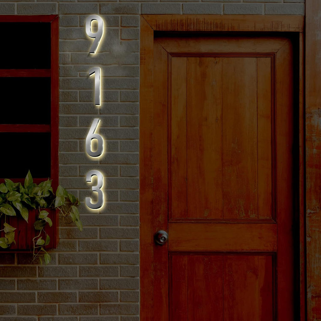 Backlit Illuminated LED Home Address Plaque For Outside 40CM Illuminated House Numbers Plaque Lighted Address Sign Plaque For House Wall Gate,2