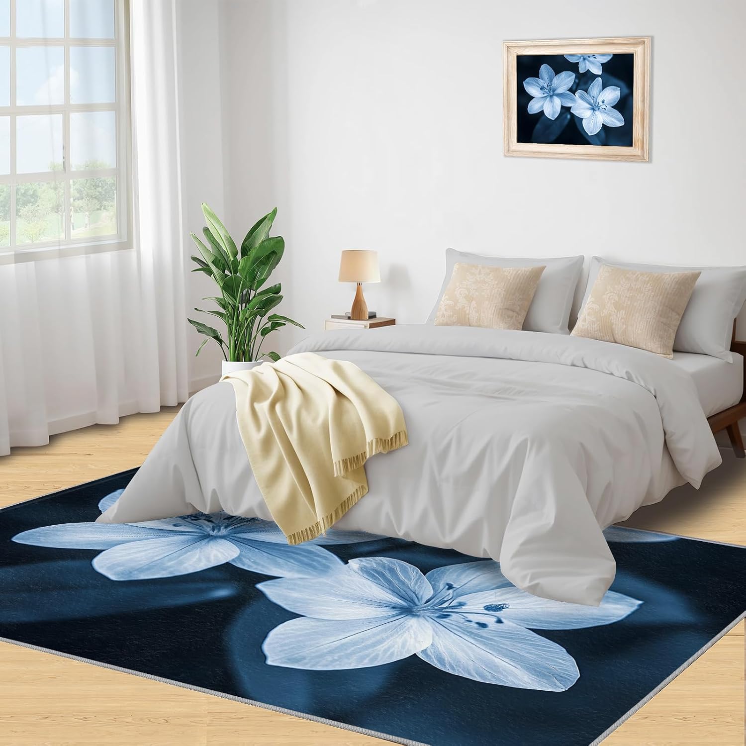 Floral Rugs for Bedroom - 6x8 Rug, Creative Flower Area Rugs for Living Room, Botanical Carpet, Rustic Washable Area Mat, Pastoral Carpet, Floral Home Decor & Gifts