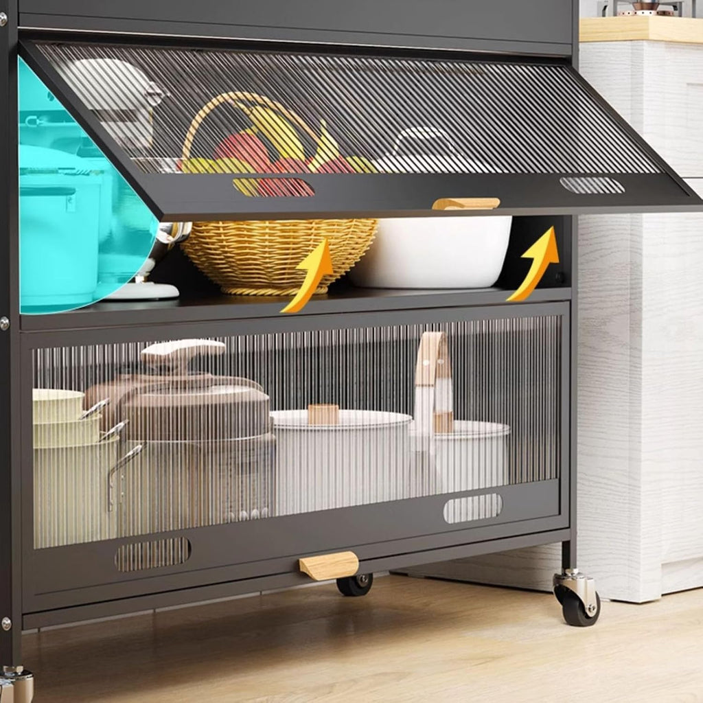 Metal Kitchen Storage Cabinets, Bakers Rack with Storage, Kitchen Microwave Stand, with Drawers, Hooks * 8, Foot Pads * 4(White,80cm)