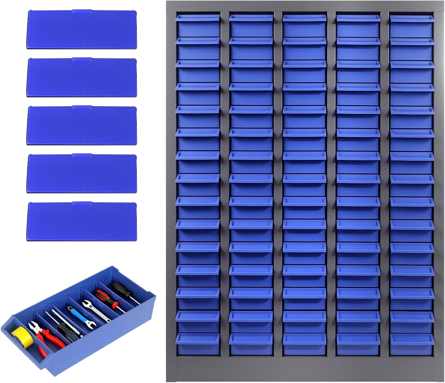 Parts Cabinet 75 Drawers with Dividers and Labels,Stainless Steel Bolt Box Organizer,ABS Material Drawer,26'x8.66'x35.4'Nuts and Bolts Organizer for Store,Toys,Parts,Screws (Classic 75 Drawers)