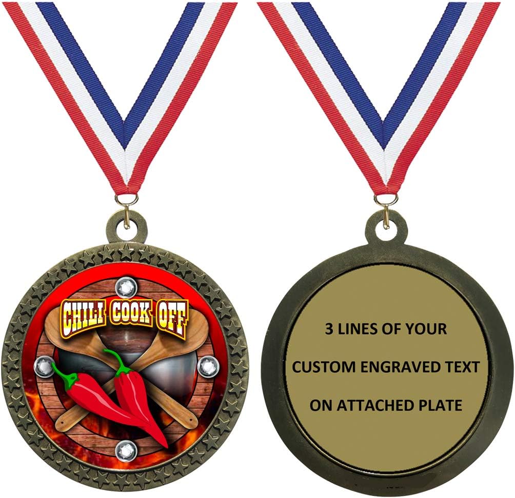 Express Medals 1 to 50 Packs Engraved Chili Cook Off Gold Medal Trophy Award with Personalized Custom Text LD212-FCL437