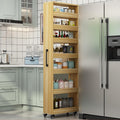 7 Tier Standing-Shelf with Wheels, 5.9/7.9/9.8'', Wooden Slim Storage Cart, Thickened Plate, Scratch-Resistant and Wear-Resistant, for Home, Kitchen, Bakers, Closet, Pantry, Dining Room