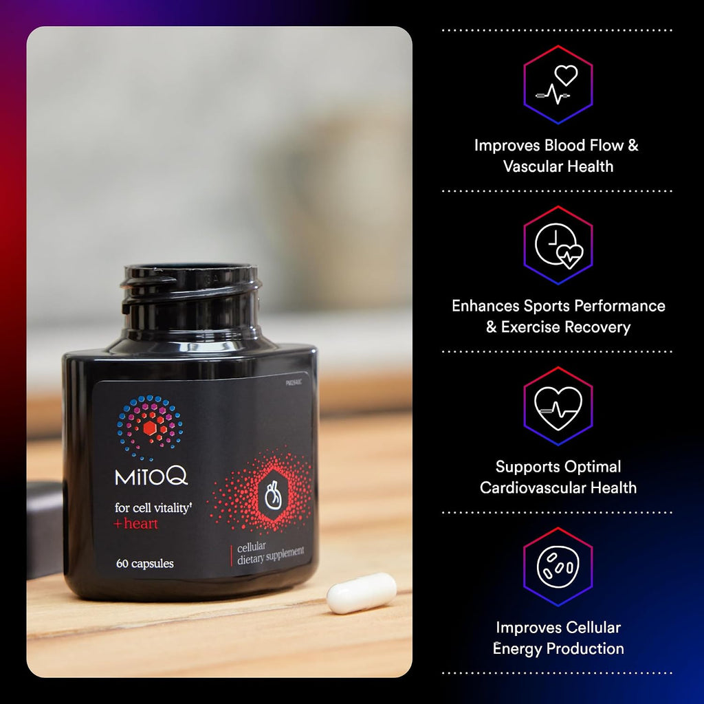 MitoQ +Heart Advanced CoQ10 Antioxidant - Heart Health Supplement with L-Carnitine, Magnesium, & Vitamin D3 - Supports Cardiovascular Health, Blood Flow, and Cellular Energy (180 Capsules)