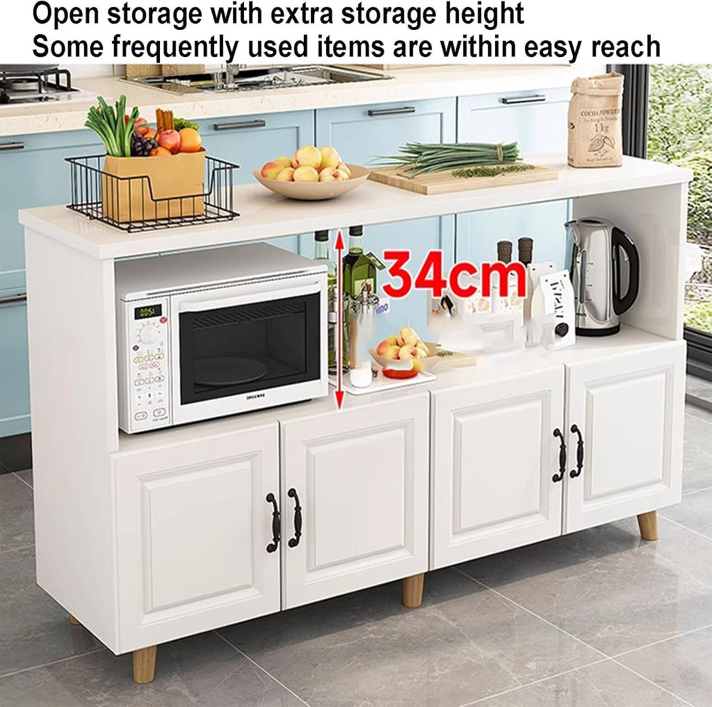 Kitchen Organizer Shelf, Heavy Duty Oven Stand Free Standing Kitchen Storage Shelf Rack Kitchen Baker's Rack with Storage (White 70x40x80cm)