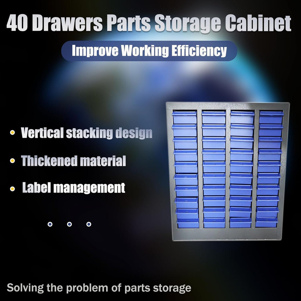 Part Cabinet 40 Drawers Tool Storage Cabinet Bolt Nut Parts Storage Equipment Organization Shelves Hardware and Office Supplies
