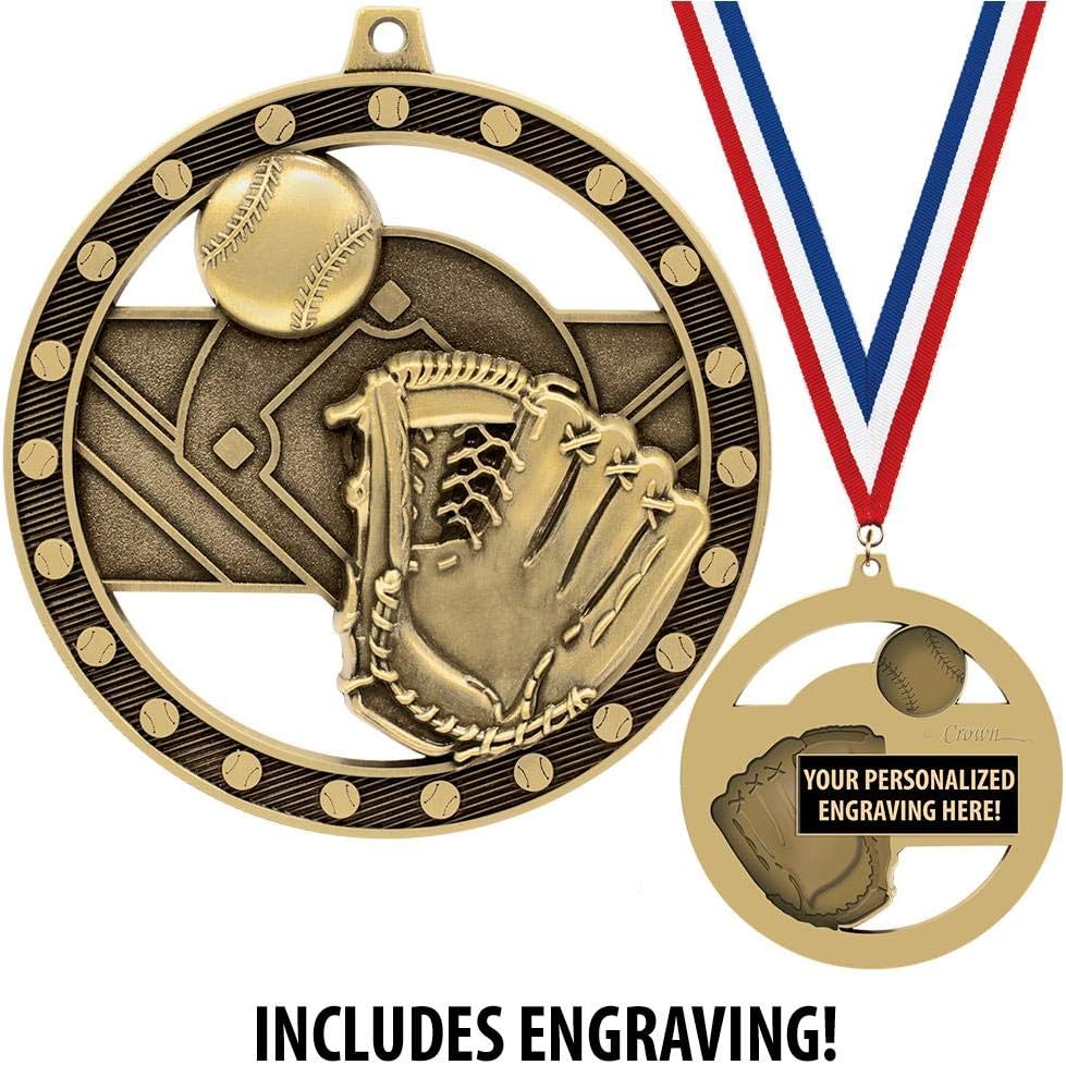 Crown Awards Baseball Medals, 3' Massive Rimz Baseball Award Medal with Custom Engraving Included