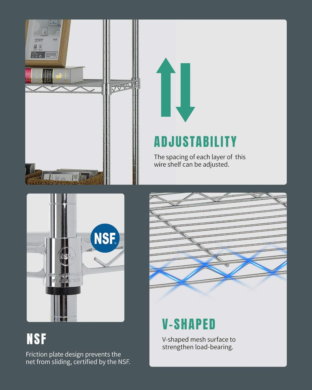 FDW 18x45x82 inch Wire Shelving Unit with Wheels Steel 6 Tier Heavy Duty Layer Rack Storage Metal Shelf Garage Organizer Wire Rack Shelving Adjustable Utility 2100 LBS Capacity,Chrome