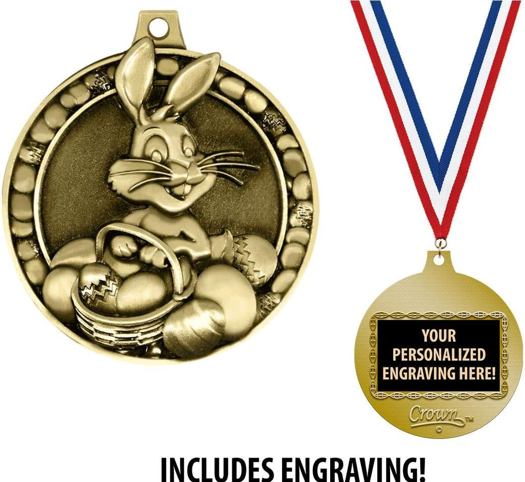 Crown Awards Easter Medals, 2' Gold Easter Bunny Egg Hunt Medal Award with Free Custom Engraving Prime