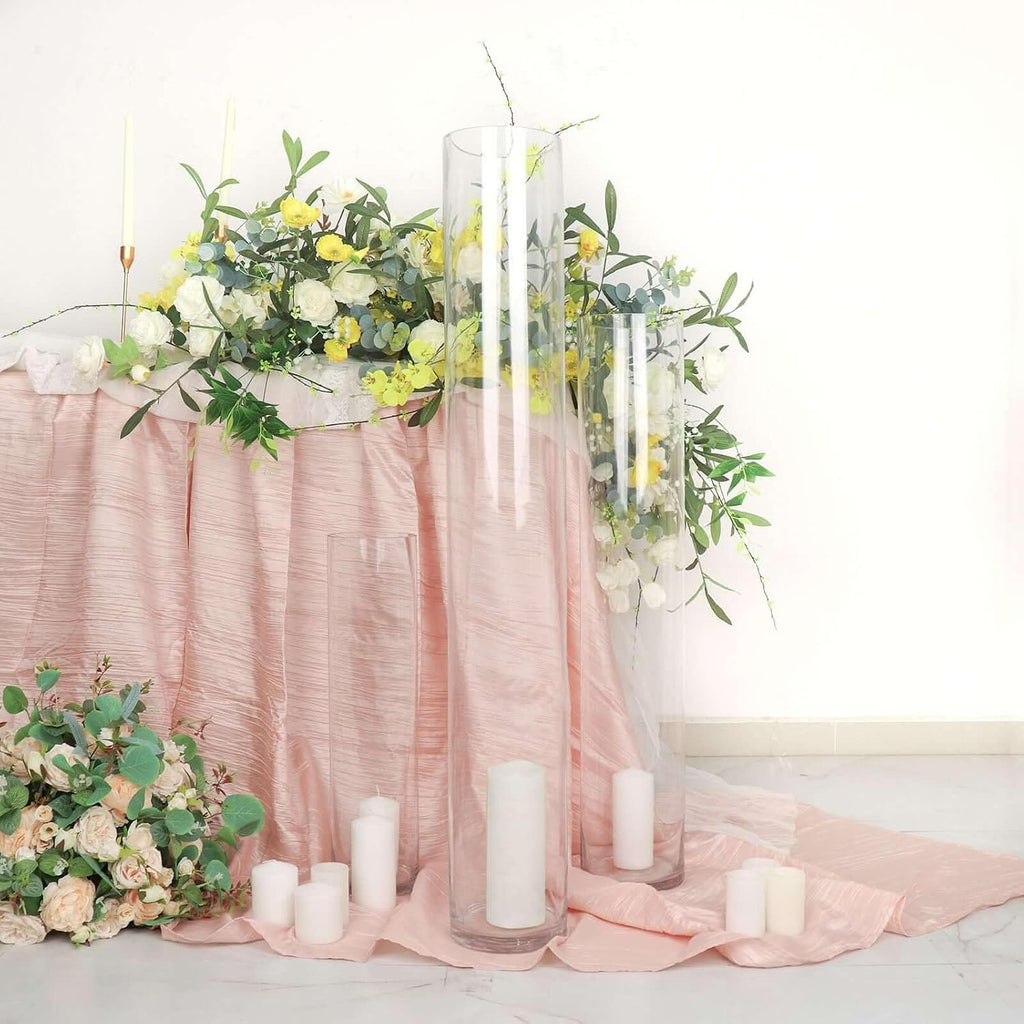 Efavormart 2 Pack | 40' Round Heavy Duty Clear Cylinder Glass Vases, Tall Flower Vase