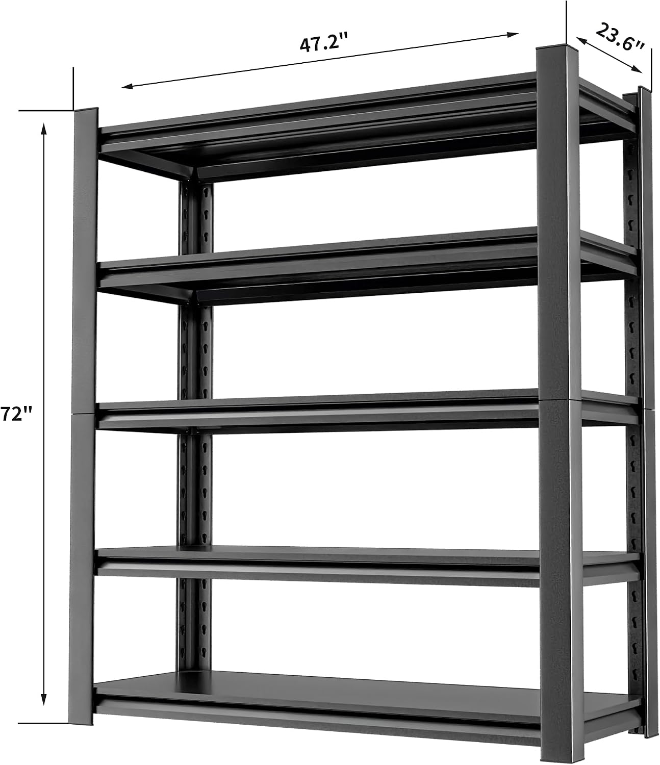 OLLRRACT 5 Tier Heavy Duty Metal Shelving Unit, Industrial Storage Shelf for Garage, Utility, and Industrial Use - Metal Storage Shelf Organizer, Durable Garage Storage Shelving 24' D x48 W x72 H