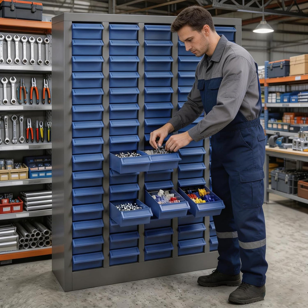 75 Drawers Parts Cabinet Bolt and Nut Tool Storage Cabinet, ABS Material Hardware Organizer, Adjustable Bolt Bin, Bolt Bins Organizer for Shop