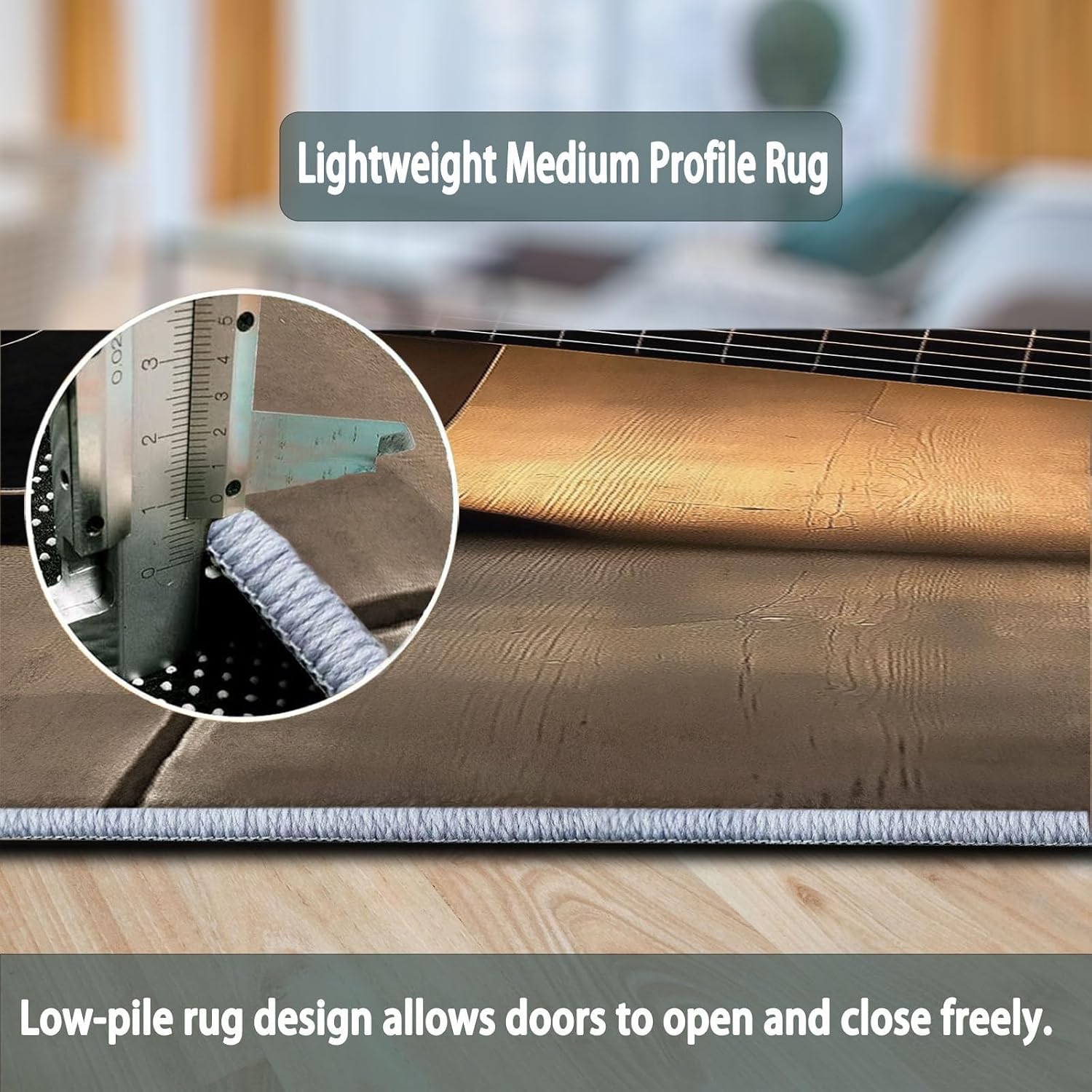 6x9 ft Area Rugs for Living Room, Musical Elements Guitar Kid & Pet Friendly Non Shedding Living Room Area Rugs, Musical Elements Washable Non Slip Soft Low Pile Print Carpet