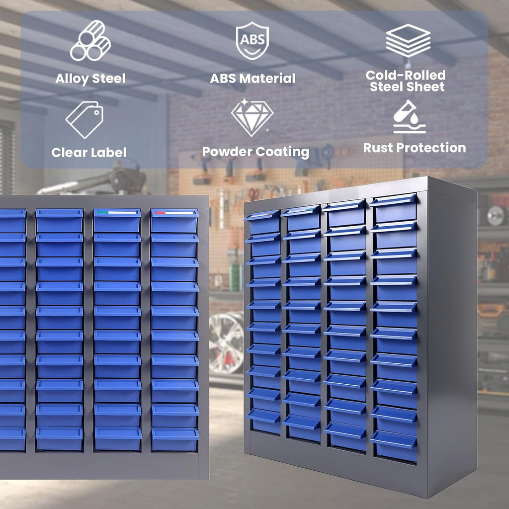 40 Drawer Alloy Steel Nut and Bolt Organizer, ABS Material Parts Cabinet, 21' L×9' W×25' H Nuts and Bolts Organizers and Storage, Bolt Bins Organizers for Shop Garage Workshop