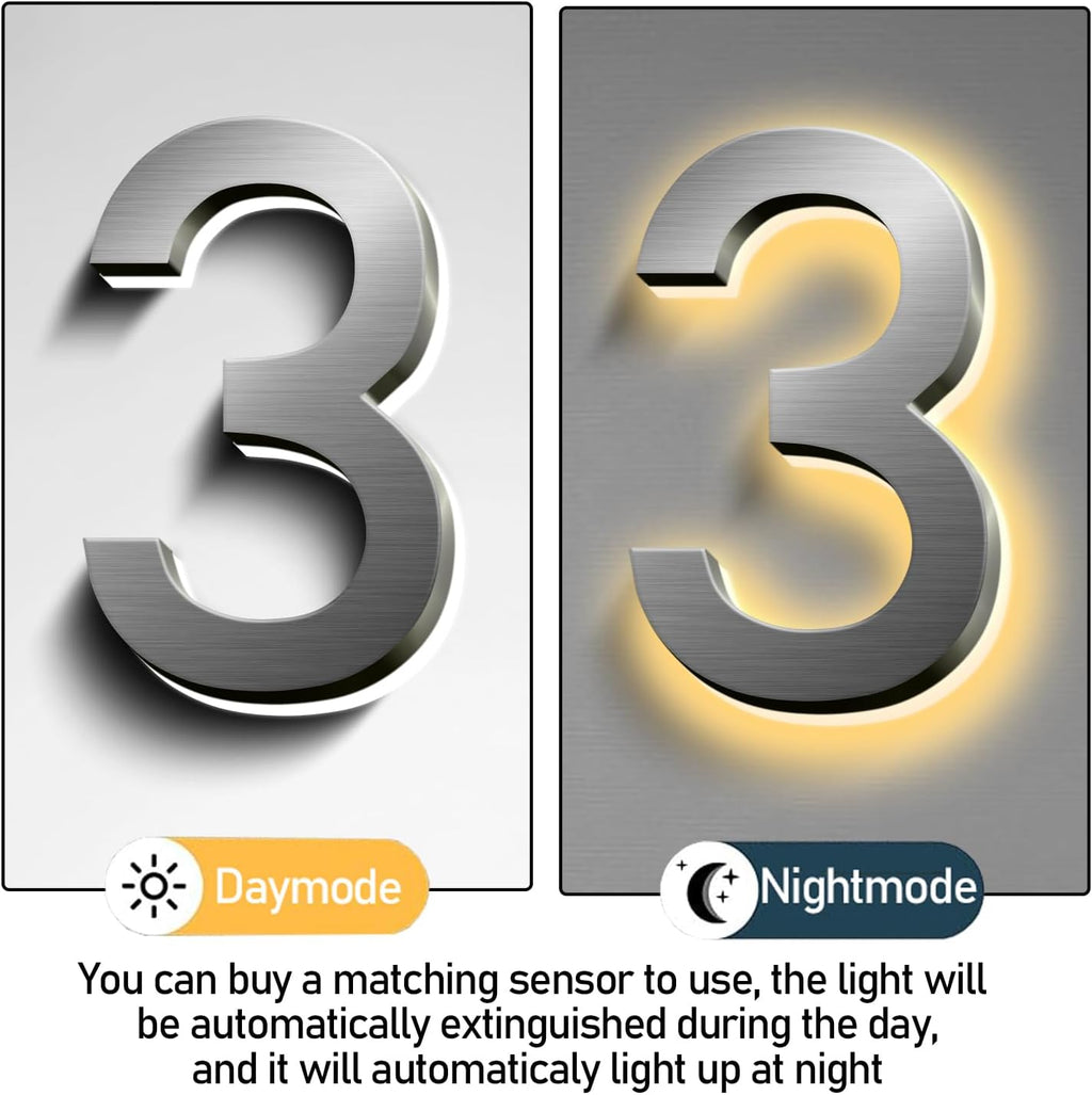 Illuminated LED House Numbers 18 Inch, Backlit LED Illuminated Address Numbers, Modern Lighted House Numbers At Night, Waterproof Large Metal Home Address Signs,V