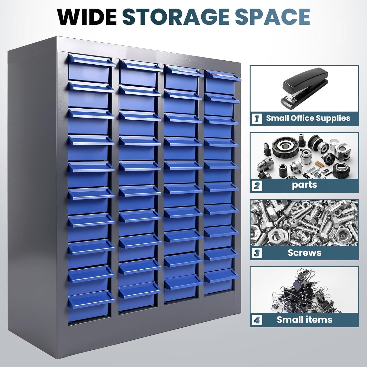 40 Drawers Nut and Bolt Organizer with Label, Opaque ABS Plastic Industrial Organizer with Labels, for Garage Workshop Craft Art Hobby