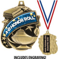 AB Honor Roll Medals - 1 1/2' Gold A-B Honor Roll Medal, Great Academic Awards with Custom Engraving