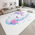 Washable Area Rug 5 x 7 ft, Cartoon Fresh Flowers Clouds Soft Print Kids Area Rugs for Living Room - Non-Slip Stain Resistance White Indoor Carpet for Bedroom Kid Nursery Playroom
