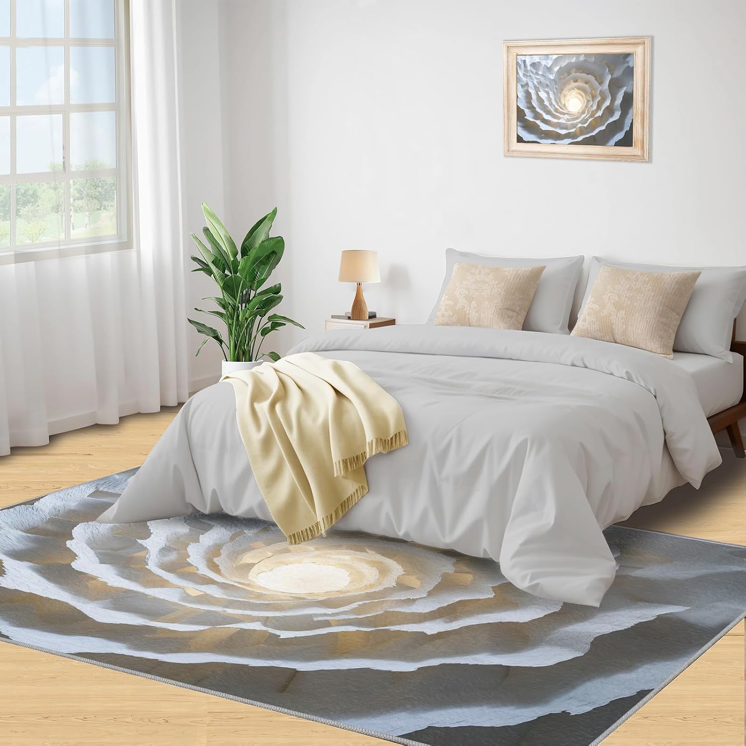 Abstract Swirls Area Rug, Optical Illusion Bedroom Rug, Non Slip Bedside Rugs for Sofa Table Under Living Room Home Decor Floor Mat 6x8