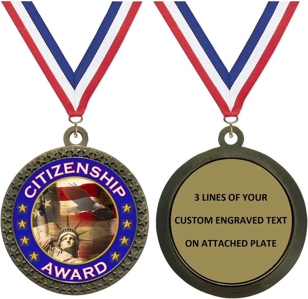 Express Medals 1 to 50 Packs Engraved Citizenship Gold Medal Trophy Award with Personalized Custom Text LD212-FCL441