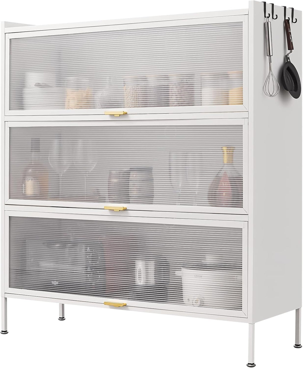 3 Tier Pantry Storage Cabinet Baker Racks for Kitchen Microwave Rack Kitchen Pantry Storage Cabinet Sideboard White