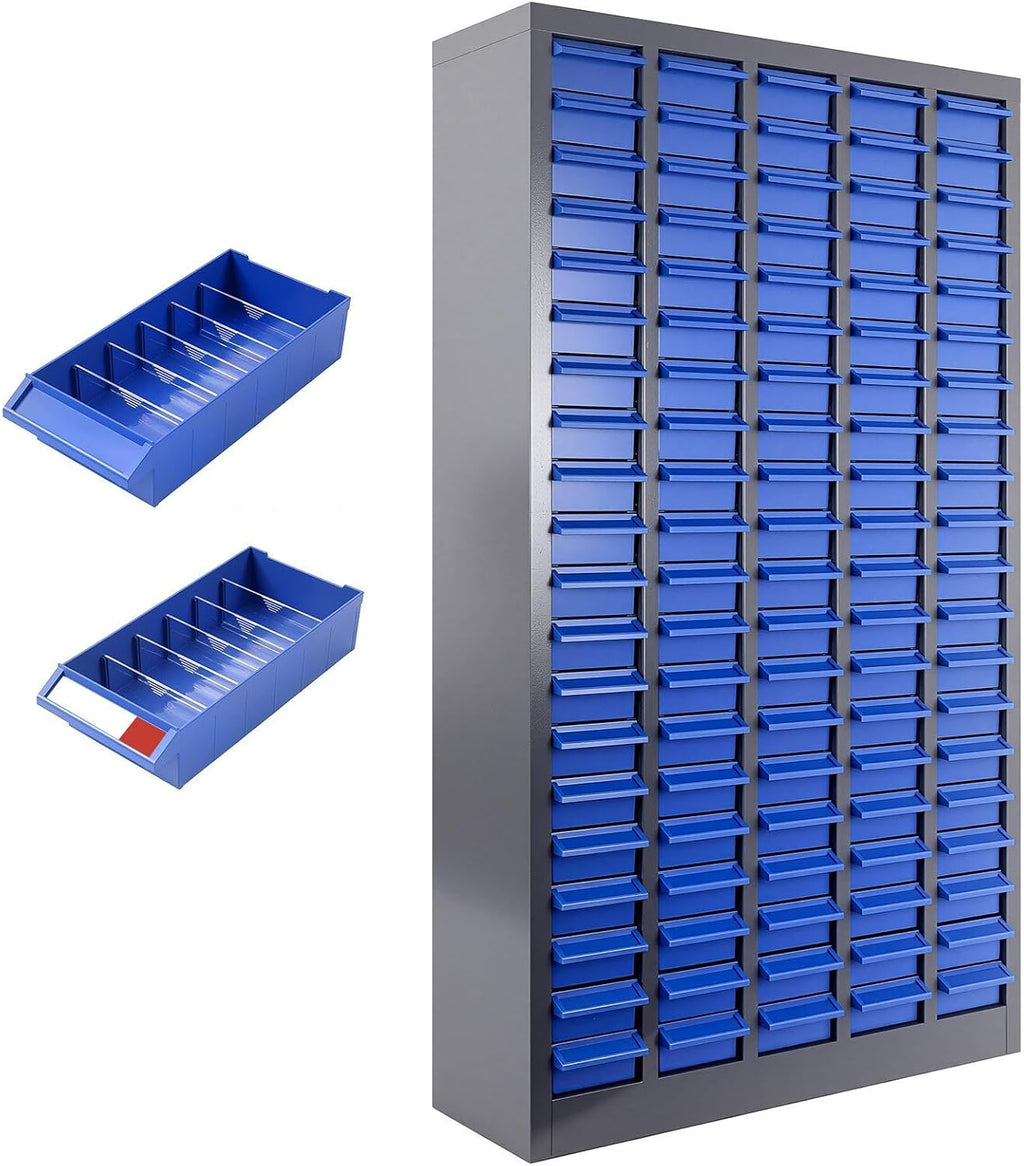 100 Drawers Parts Cabinet, Heavy Duty Bolt and Nut Organizer with Adjustable Dividers and Labels, Tool Storage Cabinet with ABS Drawer for Workshop, Garage