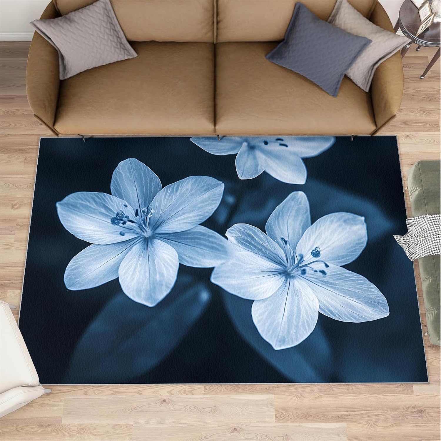 Floral Rugs for Bedroom - 6x8 Rug, Creative Flower Area Rugs for Living Room, Botanical Carpet, Rustic Washable Area Mat, Pastoral Carpet, Floral Home Decor & Gifts