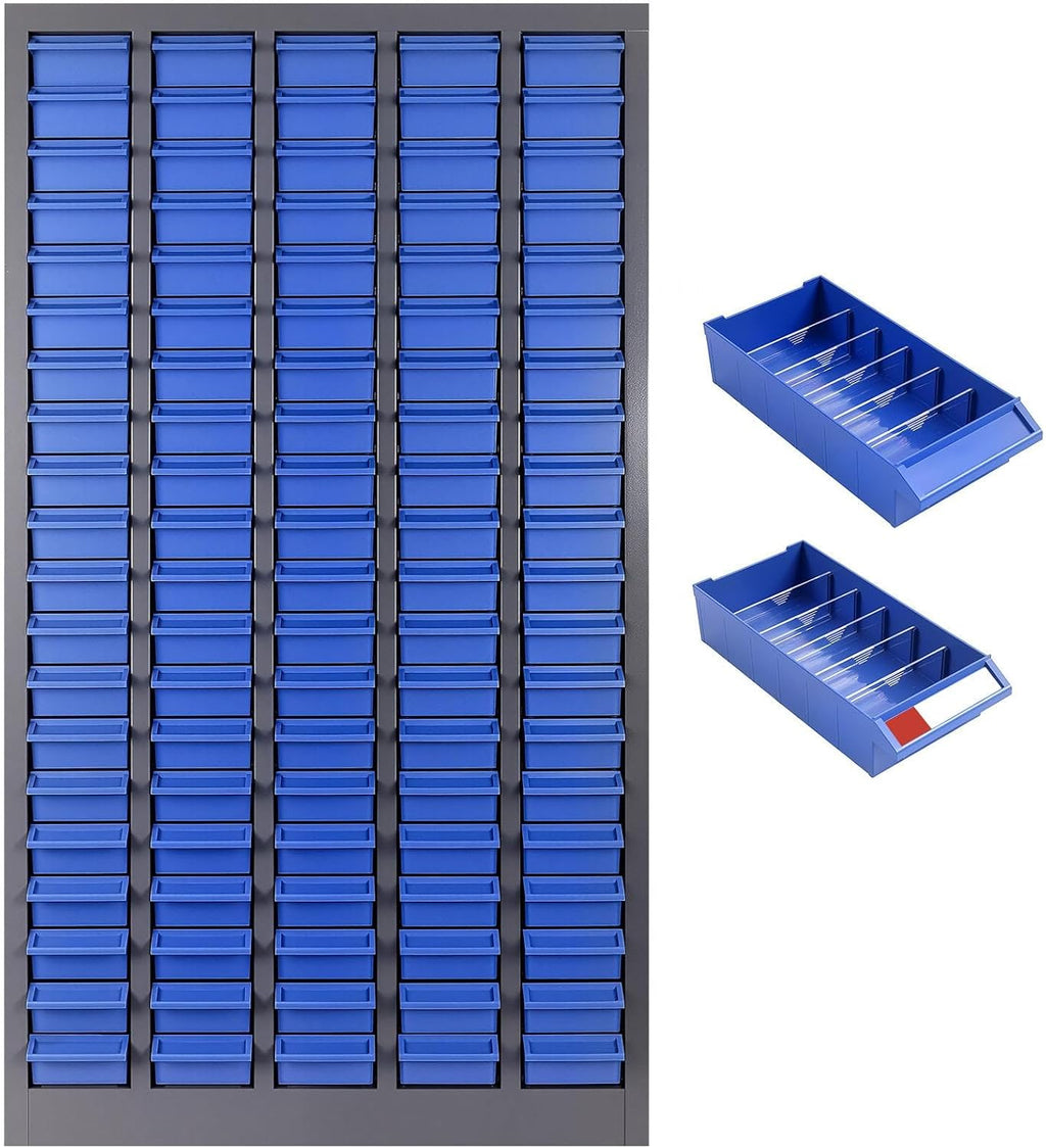 Parts Organizer Cabinet: 920LB Capacity Nut and Bolt Organizer with Label System, Non-Slip Base Heavy-Duty Bolt Bin for Garage, Workshop or Office Tool Storage, 26x9x46 Inch (100 Drawers)