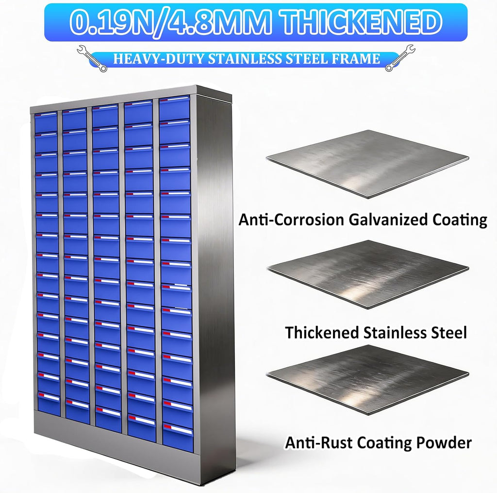75 Drawers Nut and Bolt Organizer, 36' H x 26' D x 9' W Bolt and Nut Tool Storage Cabinet with Acrylic Adjustable Shelves & Label Stickers, Alloy Steel Parts Cabinet for Garage, Workshop, Factory