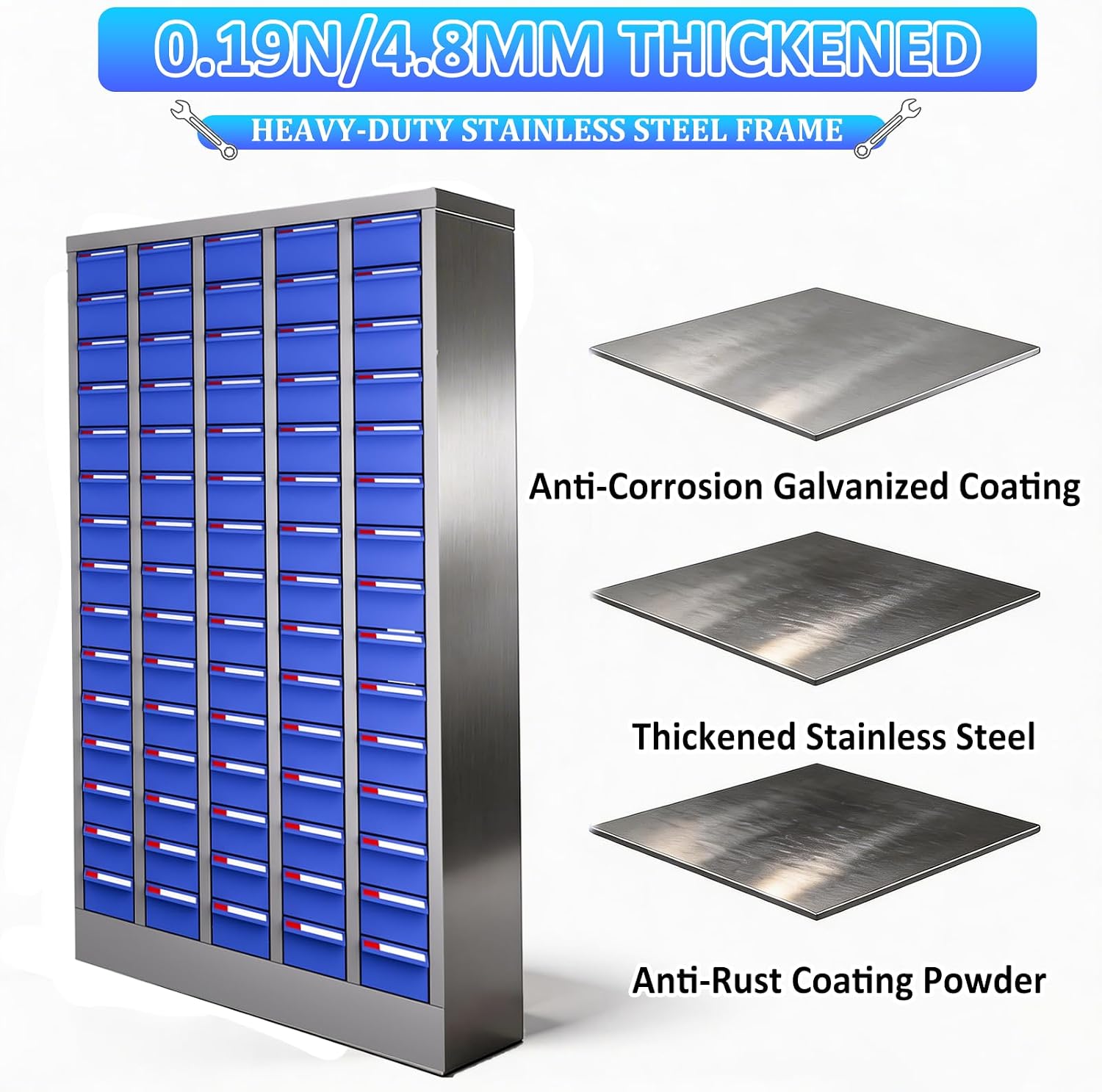 75 Drawers Nut and Bolt Organizer, 36' H x 26' D x 9' W Bolt and Nut Tool Storage Cabinet with Acrylic Adjustable Shelves & Label Stickers, Alloy Steel Parts Cabinet for Garage, Workshop, Factory