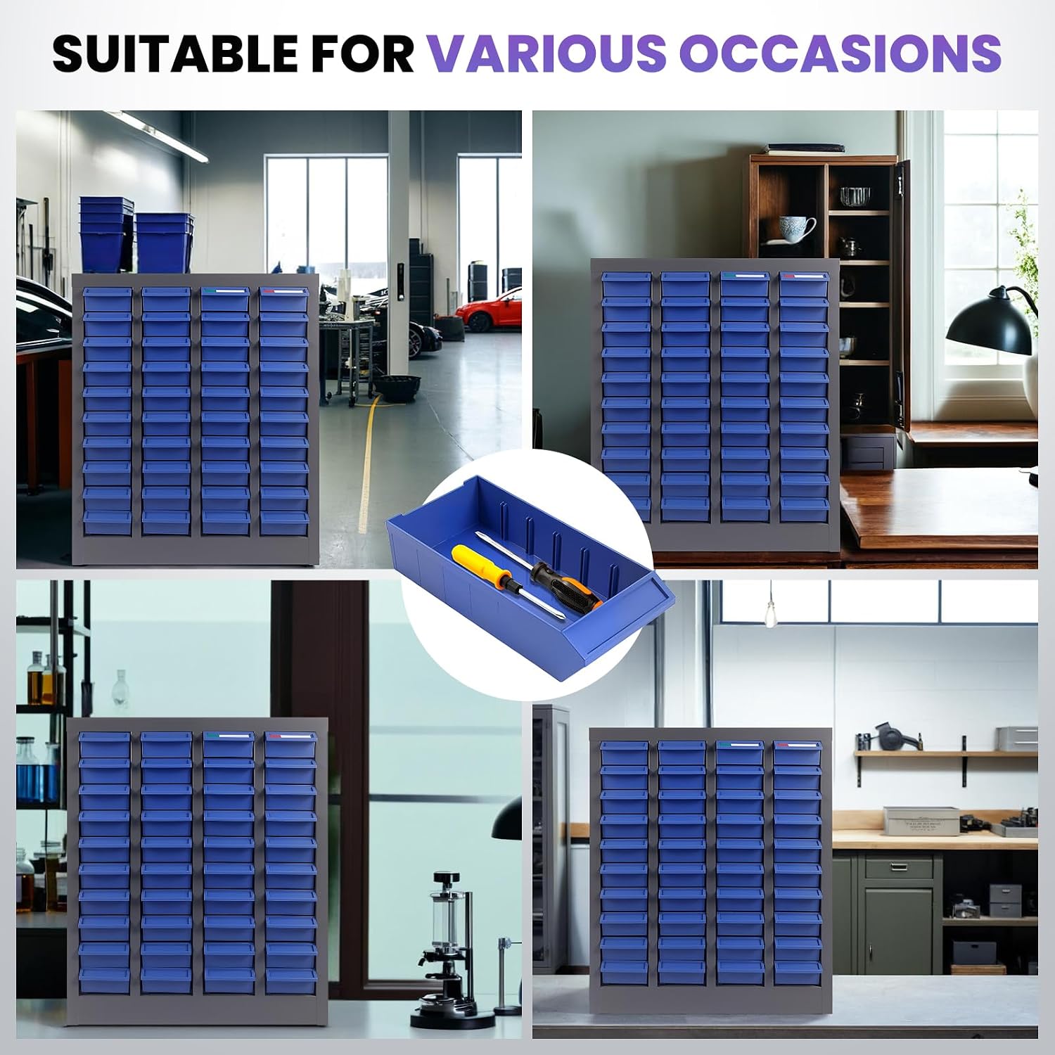 40 Drawers Nut and Bolt Organizer, 25' H x 21' D x 9' W Bolt and Nut Tool Storage Cabinet with Acrylic Adjustable Shelves & Label Stickers, Alloy Steel Parts Cabinet for Workshop Garage Organizer