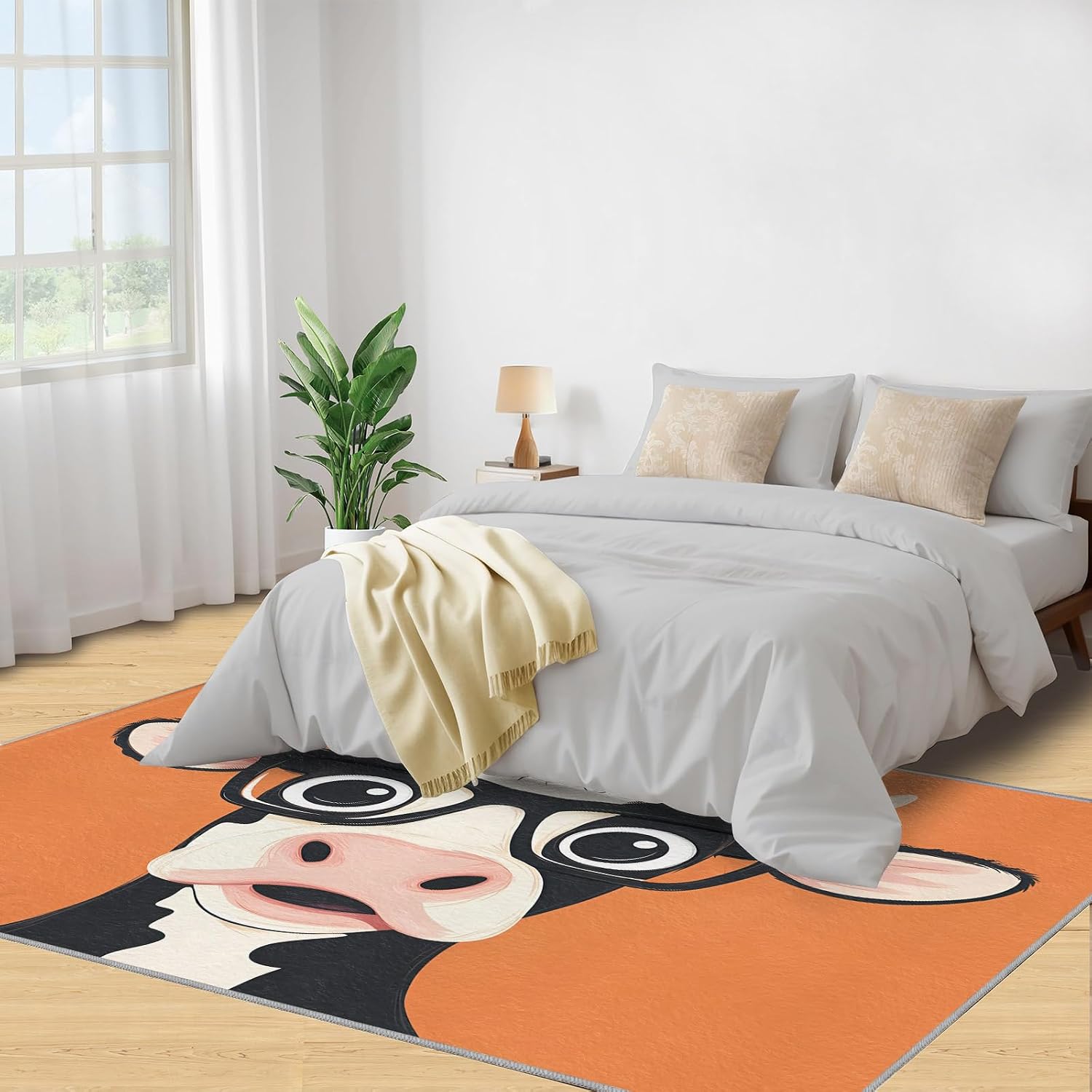 6x8 Cow Area Rug - Cartoon Cow Large Rugs for Living Room, Cute Calf Carpet Area Rug for Girls Bedroom Kids Room Basement Office Classroom