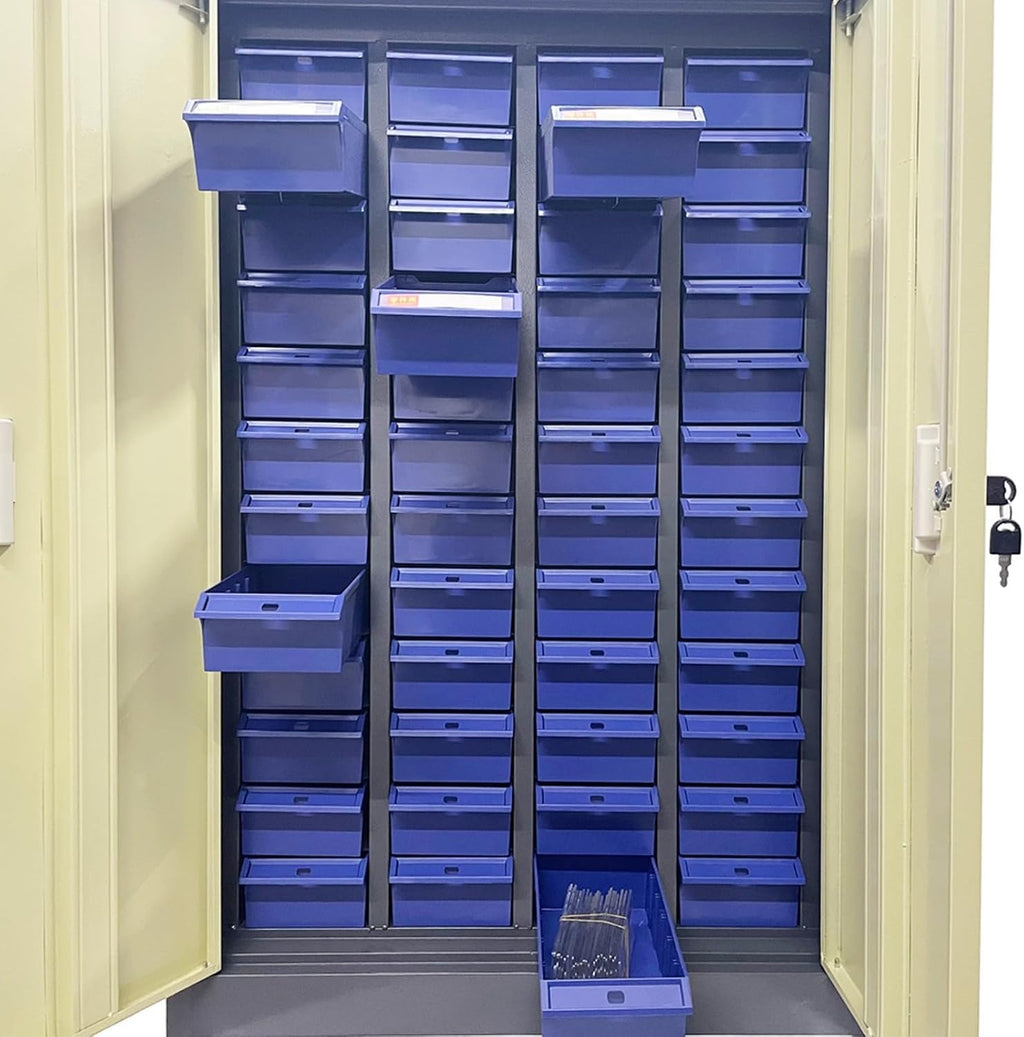 Parts Cabinet 48 Drawers, Plastic Bolt and Nut Tool Storage Cabinet, Hardware Organizer Box with Door for Storing Sample